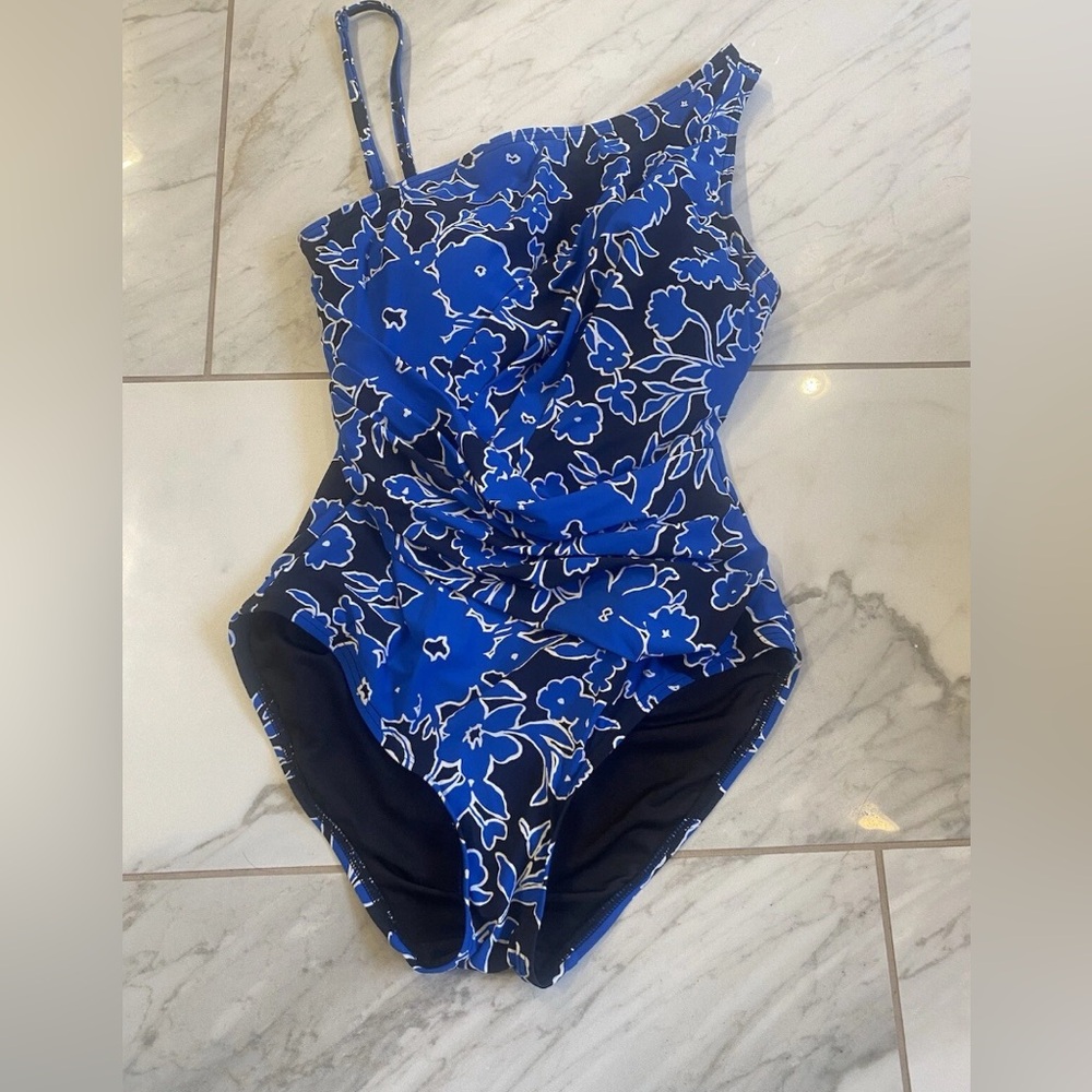 Michael Kors Collection One Shoulder Swimsuit  Sz 8